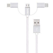 엑토 3IN1 충전 앤 데이터 케이블, USB-33(실버), 1개, 1m