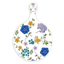 로엠디자인 양면 원형 서빙 도마 보드 로맨틱블루floral화이트, 소나무아트웍, 1개