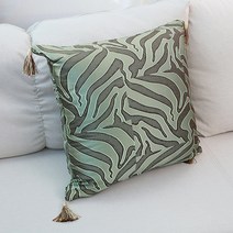 새온Stor 지브라 자가드 쿠션, 그린