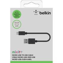 벨킨 MIXIT 마이크로 5핀 충전 싱크 케이블 F2CU012bt06IN 15cm, 블랙, 1개