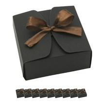 도나앤데코 하트펀칭 정사각 상자 블랙 중 10p + 리본 10p, 혼합 색상, 1세트