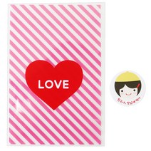 황씨네도시락 하트 쿠키포장 봉투 핑크 60p + 노랑모자 걸 스티커 60p, 1세트