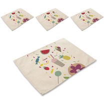 스윗리빙 레터링 린넨테이블 매트 패밀리 4p 세트, 20, 42 x 32 cm