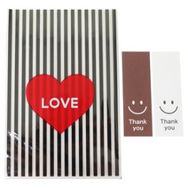 황씨네도시락 하트봉투 블랙 100p + 스티커 스마일 직사각 100p, 1세트