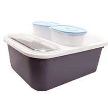 오션웰리빙 3kg 쌀통+잡곡통2P 세트, 그레이