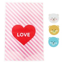 황씨네도시락 하트 속포장봉투 핑크 50p + 곰 스티커 50p, 1세트