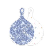 로엠디자인 양면 원형 서빙 도마 청백색라인아트, 라인하트, 1개