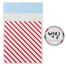 황씨네도시락 접착 스트라이프 봉투 레드 100p + 백일 스티커 전통 100p, 1세트