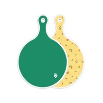 로엠디자인 양면 원형 서빙 도마 그린, 치자색플라워체크, 1개
