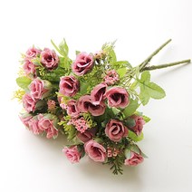 리버그린 조화 실크플라워 베이비 장미부쉬 2p, 말린 장미