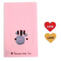 황씨네도시락 비접착 애니멀 봉투 고양이 100p + 하트 스티커 100p, 1세트