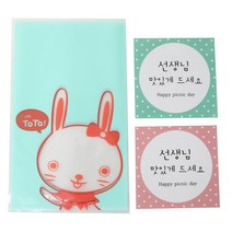 황씨네도시락 비접착 야미봉투 토끼 30p + 사각 스티커 선생님 맛있게 드세요 30p, 1세트