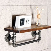 인파이프 BSH100 파이프원목 벽선반 행거_고무나무 티크 행거, 파이프규격15A-900-200