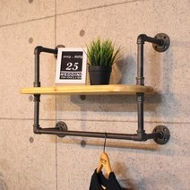 인파이프 BSH300 파이프원목 멀티 벽선반_고무나무 엔틱 벽선반, 파이프규격20A-600-300