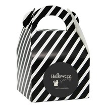 도나앤데코 손잡이 답례품상자 스트라이프 블랙 12p + 할로윈 모던 할로윈 party 심플한 고양이 5cm 스티커 12p, 혼합 색상, 1세트