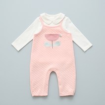 달퐁 여아용 메리플라워 보온 티셔츠 + 오버올 세트