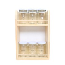 핸드팩토리 양념통 우드선반 세트, 1세트, 양념통 원형 스몰 화이트캡 6p + 2단 우드선반 중 + 트리플라인 라벨지