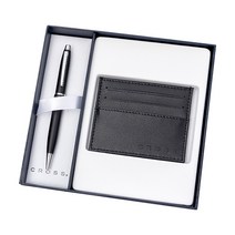크로스 스트래포드 볼펜 카드지갑 세트, 볼펜(사틴블랙), 카드지갑(블랙)