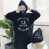 지와이에이펫 S&H 벨벳 롱 후드 반려견 견주 커플옷, 블랙