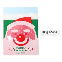 황씨네도시락 접착 그린산타 쿠키봉투 100p + 캘리 스티커 맛있게드세요 화이트 100p, 1세트