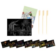 스크래치스토리뷰 스피엘 그림 DIY 8p + 홀더 + 스틱 3p 세트, 야경II