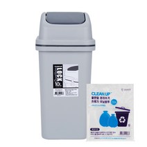 샤바스 클린업 락 휴지통 10L + 분리수거 비닐봉투 20L x 20p, 그레이, 1세트