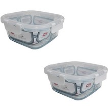 로얄아리따 위녹스 칸칸이 나눔찬통 정사각 2칸 나눔 500 화이트, 2개입, 단품