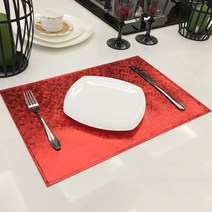 앤티스 그로시아 테이블 매트 4p, 격자 레드, 가로 45cm x 세로 30cm