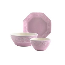 웨지우드 페스티비티 1인 홈 식기세트 3p, 핑크, 밥공기   국그릇   팔각볼