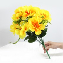 조아트 조화 성묘꽃 9대 수련 부쉬 3p, 옐로우