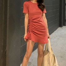 페이퍼먼츠 여름 반팔 셔링 플레어 롱 티셔츠 미니 원피스 5845