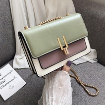 올나인 배색 사각 크로스백