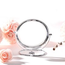 인투데코 양면 확대 탁상거울 실버 크롬 플레이트 TQ-203, 혼합 색상