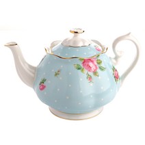 로얄알버트 뉴황실장미 VINTAGE TEAPOT 1.25L POLBLU25817, POLKA BLUE, 1개