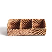 라탄 3칸 사선 바구니, 1개