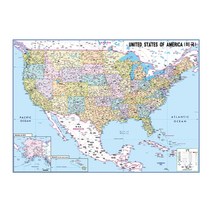 지도닷컴 코팅형 미국 지도 소 110 x 78 cm   세계지도 세트, 1세트