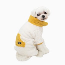 이츠독 투톤 슈퍼 보아 강아지 방한복 올인원, 아이보리