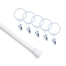 윈테리어 22mm 다용도 커튼 압축봉 + 집게링 5p, 화이트
