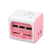 투어테크 해외여행용 어댑터 3 USB 핑크, 1개