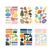 오첵 리무벌스티커 6종 세트, 레터링, 숲속, 우주, 이른 아침, 겨울밤, 새벽녘, 1세트