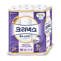 크리넥스 데코앤소프트 화이트 와이드 3겹 천연펄프 화장지 33m, 24롤, 1팩