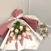 이플린 조화 라벤더 튤립꽃다발, 핑크