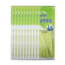 마미손 칼라 고무장갑 L, 그린, 10개