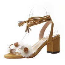 마켓에이 여성용 데이지 플라워 앵클 태슬 구두