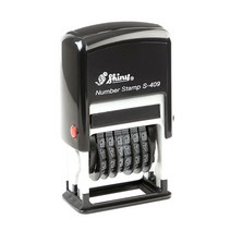 샤이니 S-409 넘버링 스탬프 6단 4mm 청보라색잉크 케이스랜덤, 혼합색상, 청보라색