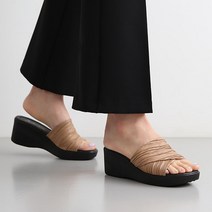 단골언니 여성용 모제르 셔링 디테일 통굽 슬리퍼