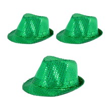 파티쇼 반짝이 신사 모자, 그린, 3개