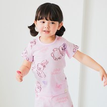 따솜 아동용 파스텔바니 오가닉 5부 자가드 실내복 상하의 세트