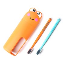 알럽홈 휴대용 개구리 칫솔컵 세트 오렌지, 1세트