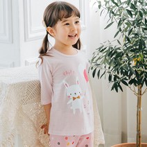 여아용 풍선토끼 7부 쟈가드 실내복 상하의 세트